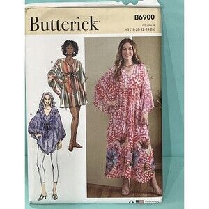 BUTTERICK PATTERN 6900 CAFTAN BOHO Tops Multi Version SIZES  18- 26 UNCUT